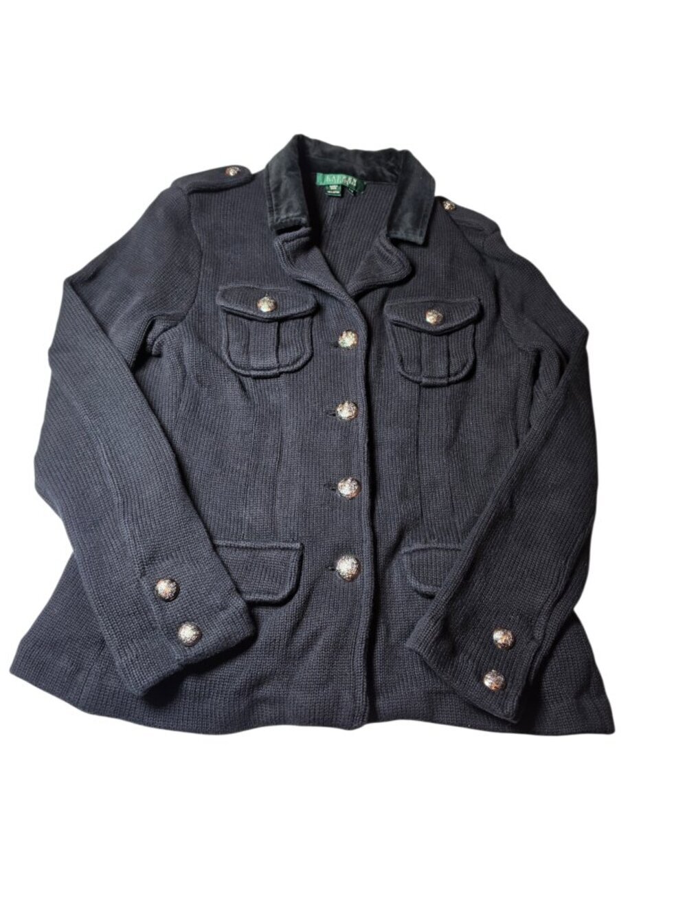 Ralph Lauren Edward Fash Black Women's Cotton Military, Utility Jacket Sz M